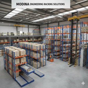 Industrial racking solutions by Modina Engineering for warehouse storage optimization